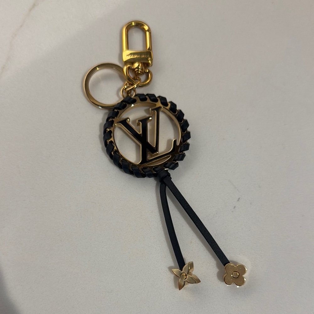 Louis Vuitton Black and Gold Keychain / Bag Charm